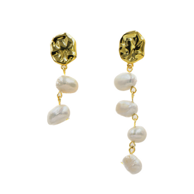 Water Texture - Asymmetrical Pearl Earrings