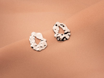 Water Texture - Abstract Circle Earrings