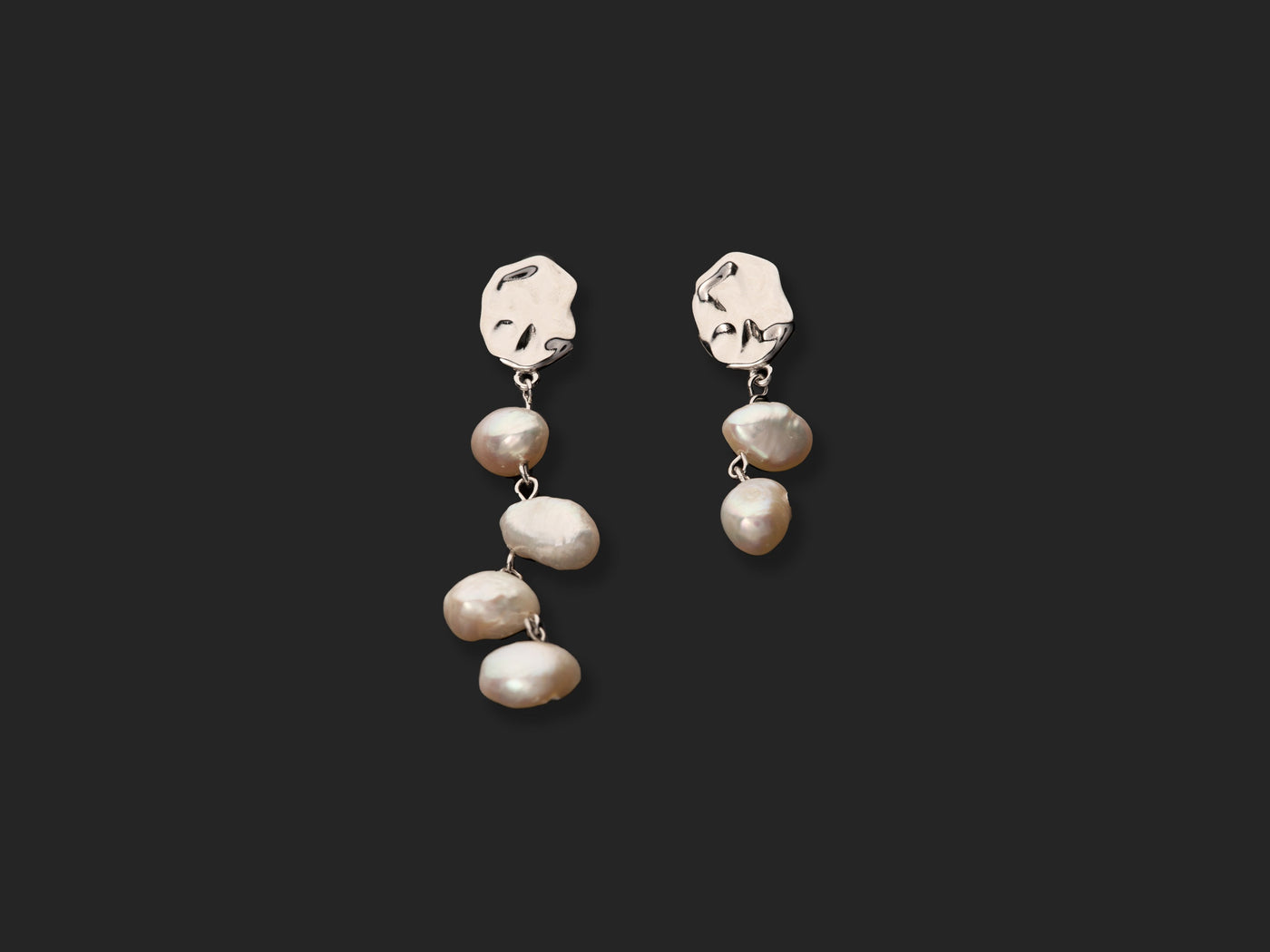 Water Texture - Asymmetrical Pearl Earrings