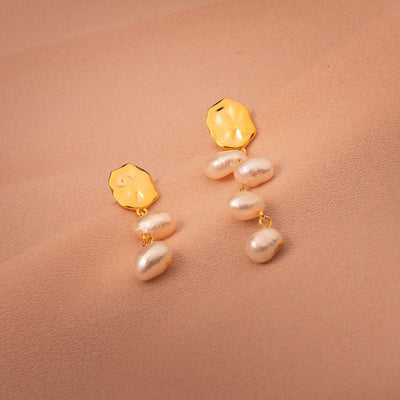 Water Texture - Asymmetrical Pearl Earrings