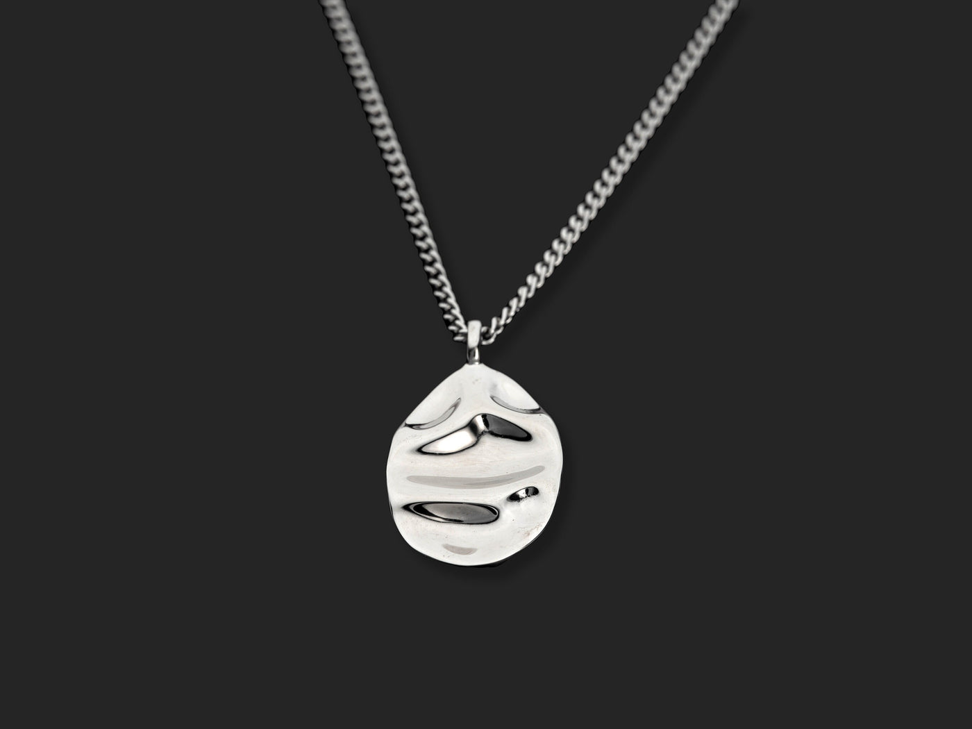 Water Texture - Oval Disc Necklace