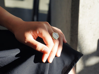 Water Texture - Mother of Pearl Signet Ring