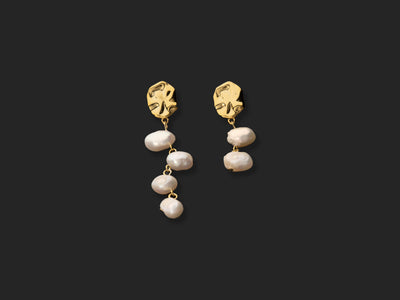 Water Texture - Asymmetrical Pearl Earrings