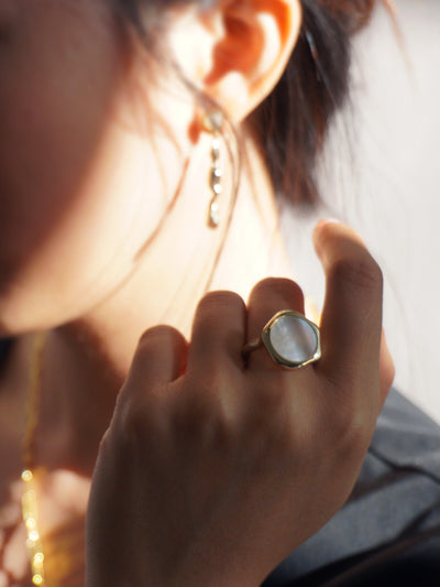 Water Texture - Mother of Pearl Signet Ring