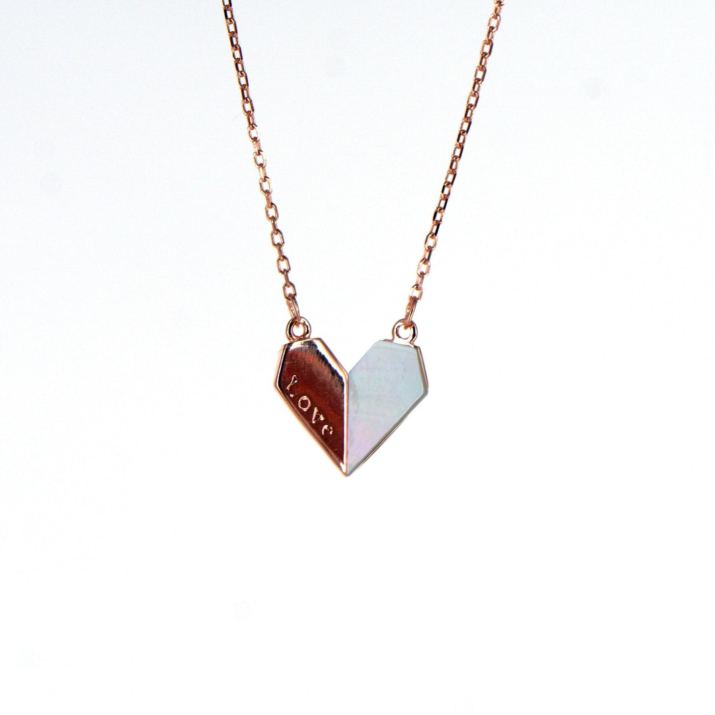 Dainty Stack - Mother of Pearl Heart Necklace