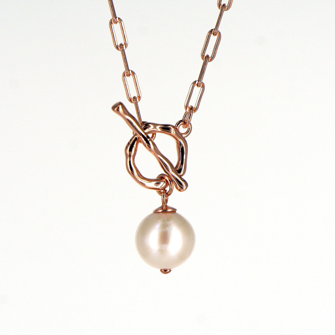 Paper Clip -  Pearl Toggle Necklace